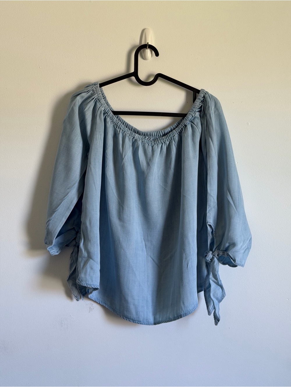 Thread & Supply Light Blue Off-the-Shoulder Peasant Blouse